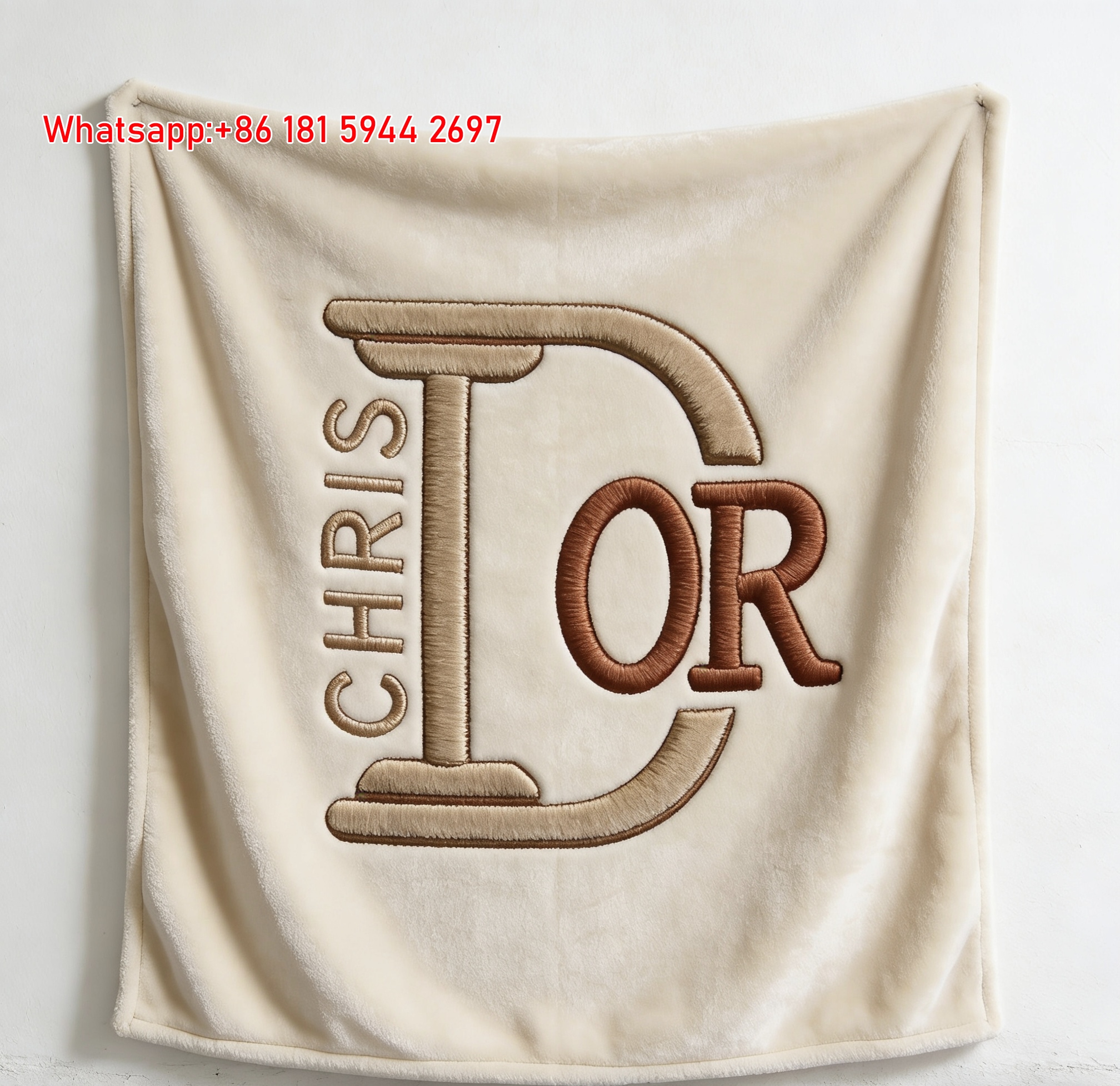 Christian Dior Minimalist Logo Embroidered Flannel Sofa Throw Blanket D466